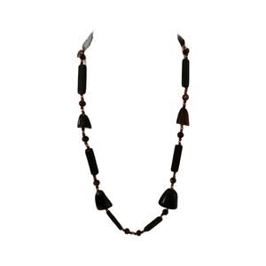 Vintage Earth Tone Beaded Necklace, 24" Long